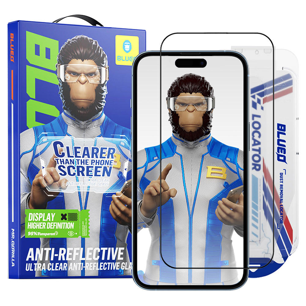 Blueo Anti-Reflective HD Applicator Pro képernyővédő fólia Apple iPhone 14 Pro Max készülékhez, edzett üveg, teljes ragasztó, fekete