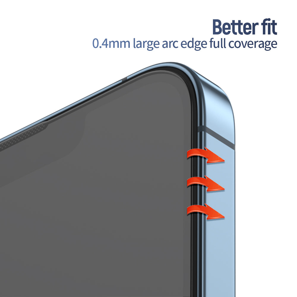 Blueo Anti-Reflective HD Screen Protector Film for Apple iPhone 14 Plus / 13 Pro Max, Tempered Glass, Full Glue, Black