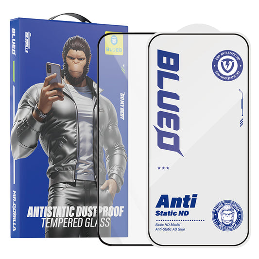Blueo Anti-Static HD képernyővédő fólia Apple iPhone 18 Pro Max / 17 Pro Max / 16 Pro Max készülékekhez, edzett üveg, teljes ragasztó, fekete