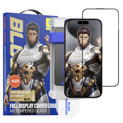 Blueo AR Applicator Pro képernyővédő fólia Apple iPhone 16 Pro Max készülékhez, edzett üveg, teljes ragasztó, 3D, fekete