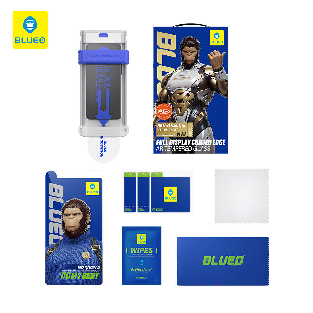 Blueo AR Applicator Pro képernyővédő fólia Apple iPhone 16 Pro Max készülékhez, edzett üveg, teljes ragasztó, 3D, fekete
