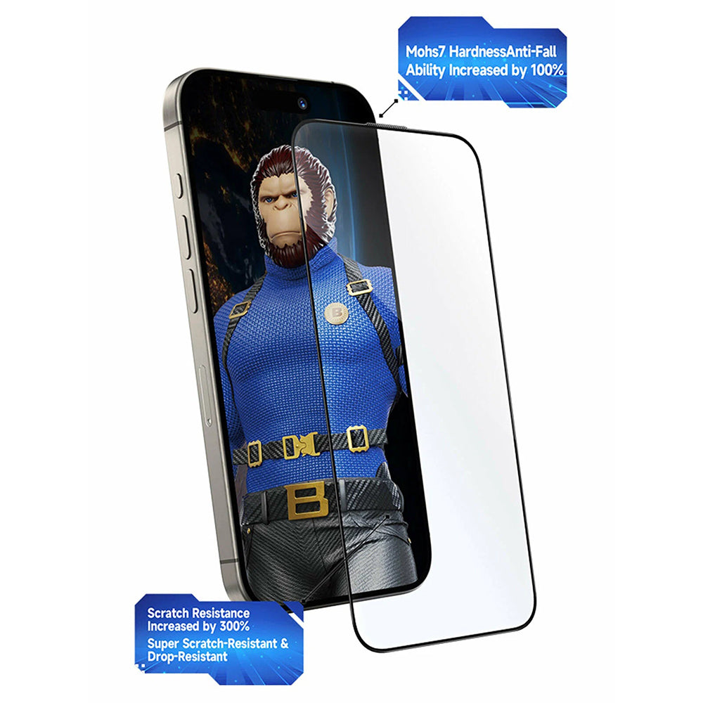 Blueo Crystal Anti-Scratch képernyővédő fólia Apple iPhone 17 Air-hez, Edzett üveg, Teljes ragasztás, Fekete