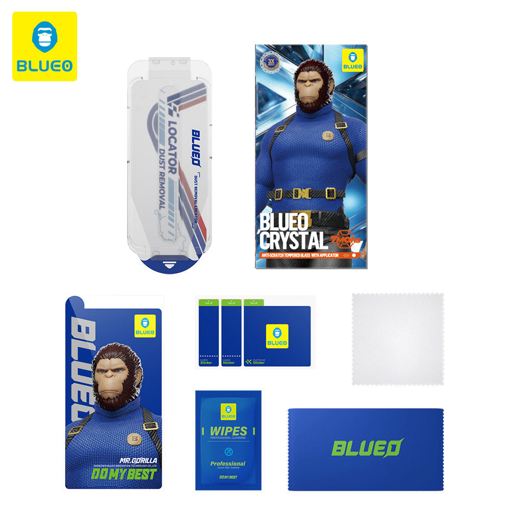 Blueo Crystal Anti-Scratch képernyővédő fólia Apple iPhone 17 Air-hez, Edzett üveg, Teljes ragasztás, Fekete