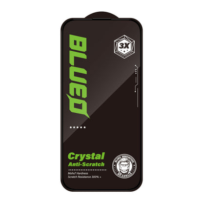 Blueo Crystal karcálló képernyővédő fólia Apple iPhone 15 Pro Max készülékhez, edzett üveg, teljes ragasztó, fekete