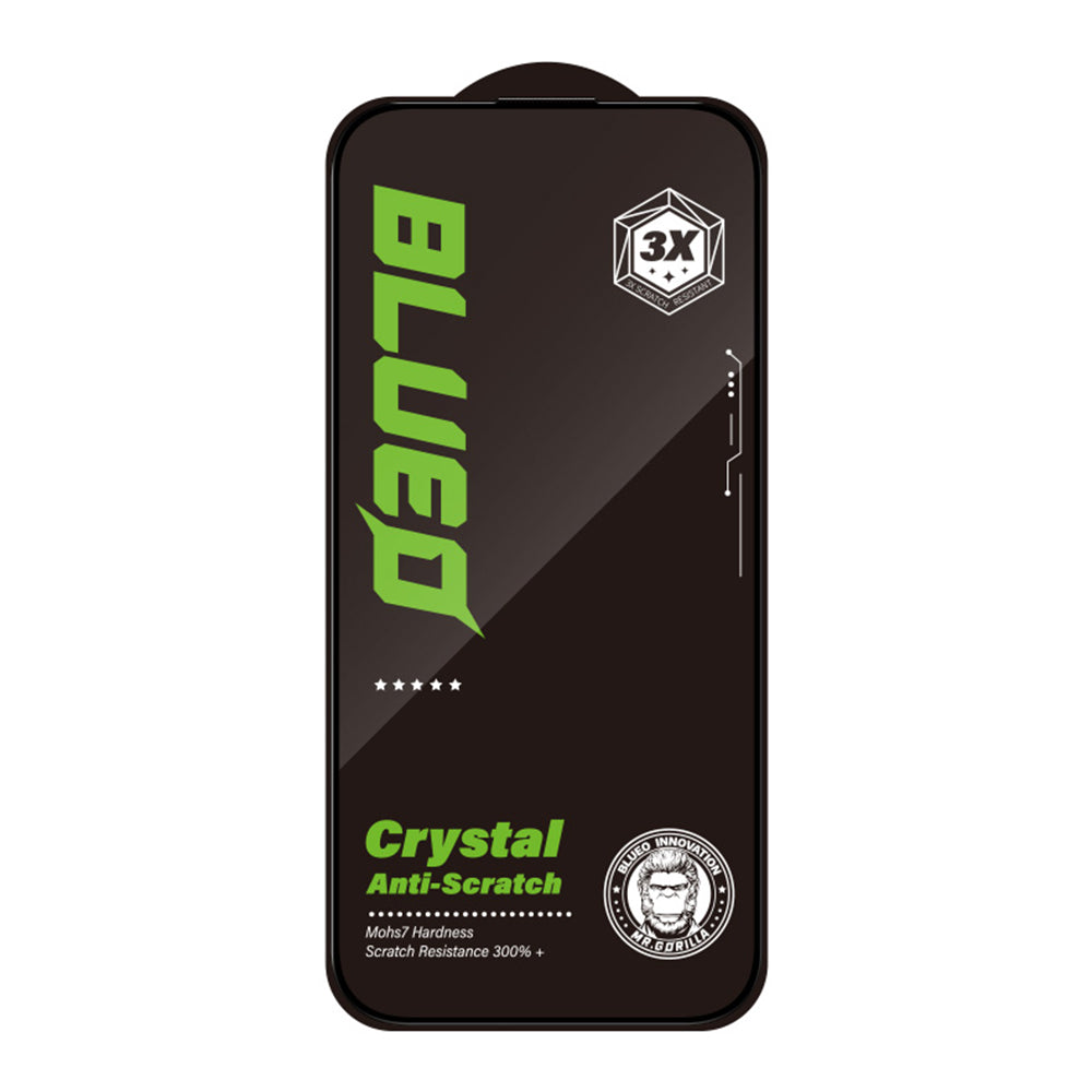 Blueo Crystal karcálló képernyővédő fólia Apple iPhone 16 / 15 készülékhez, edzett üveg, teljes ragasztó, fekete