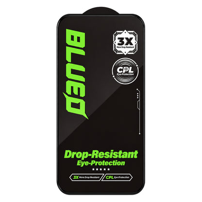 Blueo Drop Resistant kijelzővédő fólia Apple iPhone 18 Pro / 17 Pro / 17 / 16 Pro készülékhez, edzett üveg, teljes felületén ragasztós, fekete
