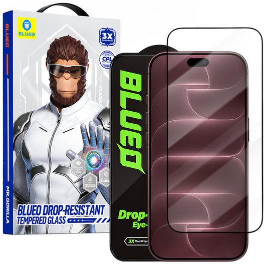 Blueo Drop Resistant kijelzővédő fólia Apple iPhone 18 Pro Max / 17 Pro Max / 16 Pro Max készülékhez, edzett üveg, teljes felületén ragasztott, fekete