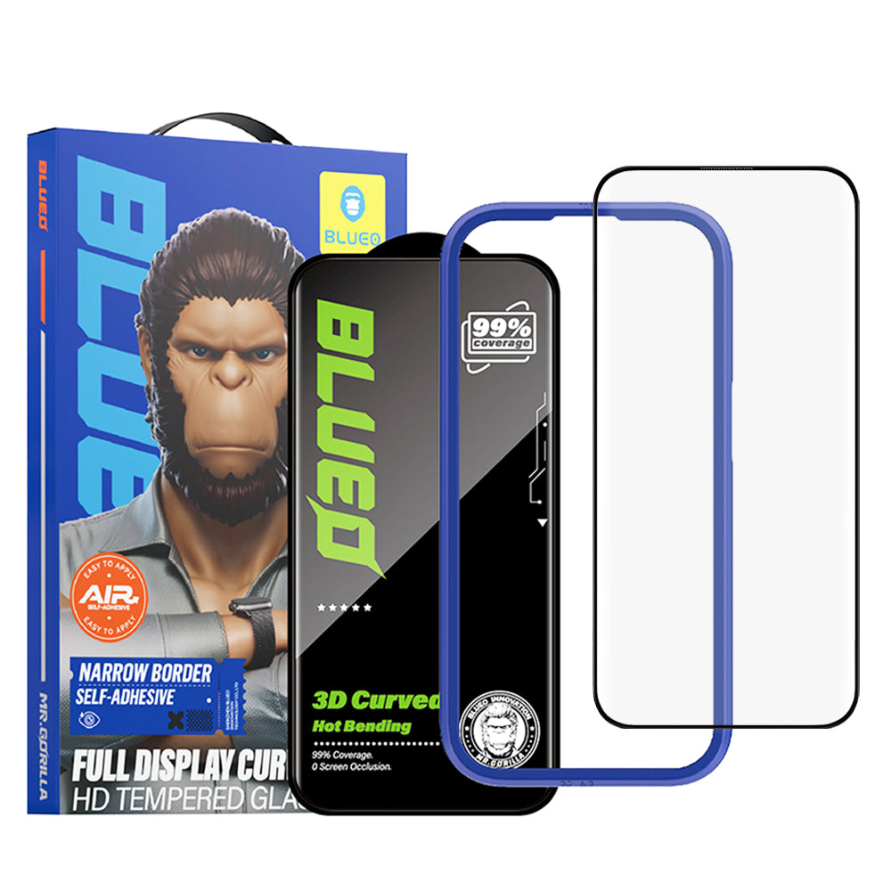 Blueo HD Screen Protector Film for Apple iPhone 16 Pro Max, Tempered Glass, Full Glue, 3D, Black