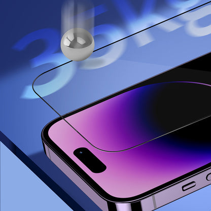 Blueo Sapphire Applicator Pro képernyővédő fólia Apple iPhone 15 Pro-hoz, edzett üveg, teljes ragasztó, fekete