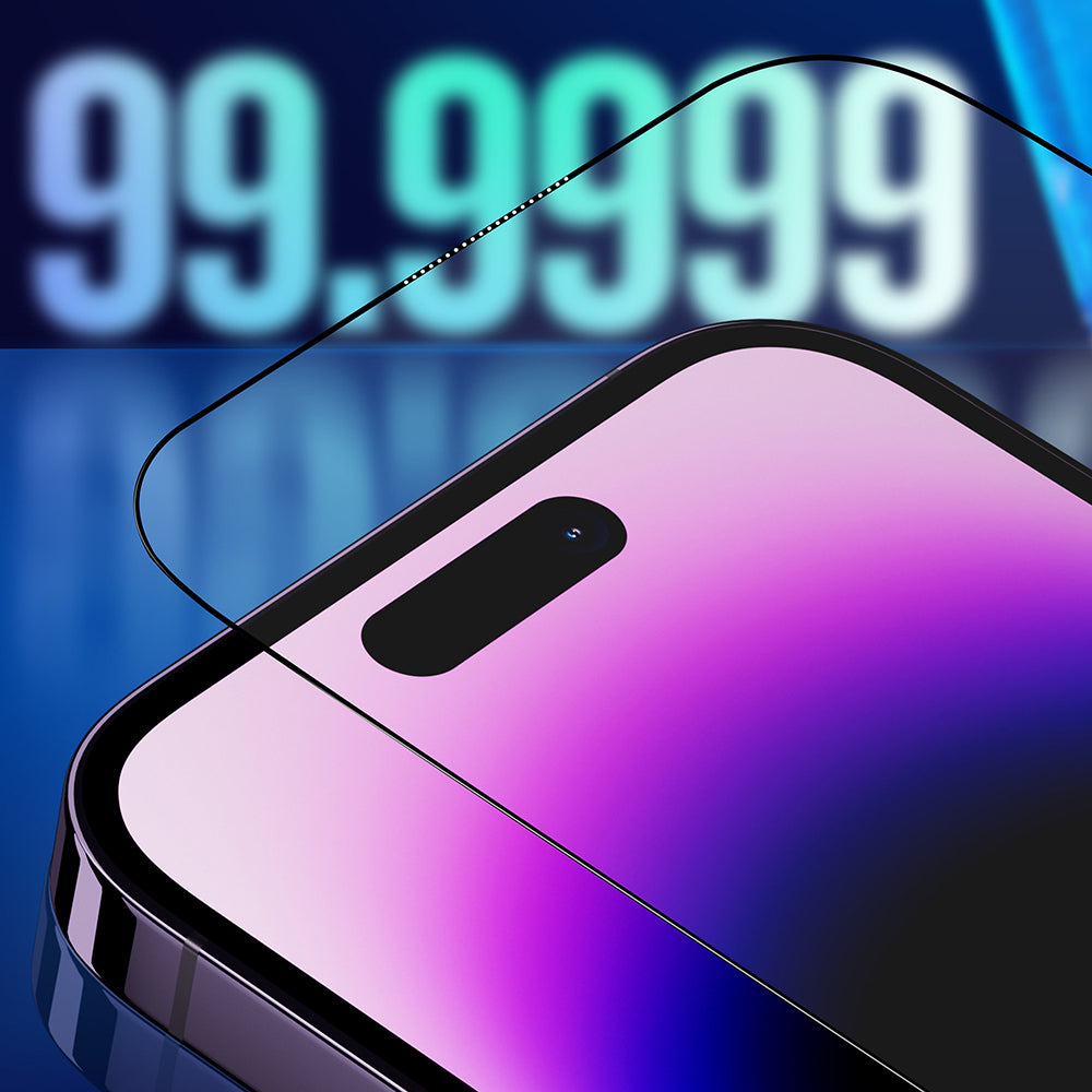 Blueo Sapphire Applicator Pro képernyővédő fólia Apple iPhone 15 Pro-hoz, edzett üveg, teljes ragasztó, fekete