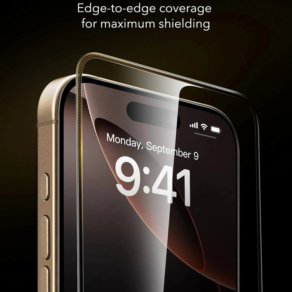 ESR Corning UltraFit képernyővédő fólia Apple iPhone 17 / 16 Pro készülékhez, Edzett üveg, Teljes ragasztás, 3 darabos készlet