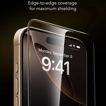 ESR Corning UltraFit képernyővédő fólia Apple iPhone 17 / 16 Pro készülékhez, Edzett üveg, Teljes ragasztás, 3 darabos készlet