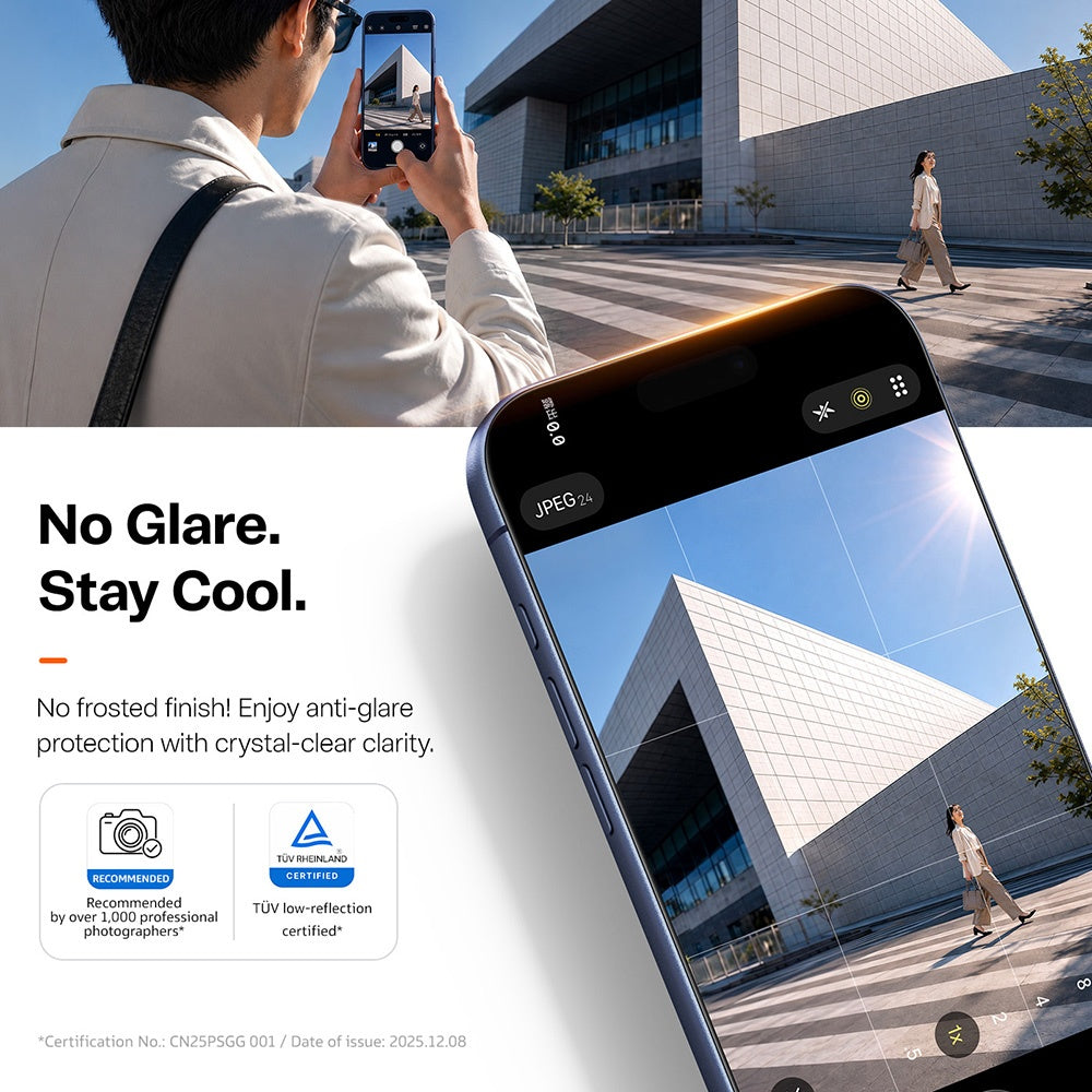 Torras Sunview AR képernyővédő fólia Apple iPhone 18 Pro / 17 Pro készülékhez, edzett üveg, teljes ragasztóval