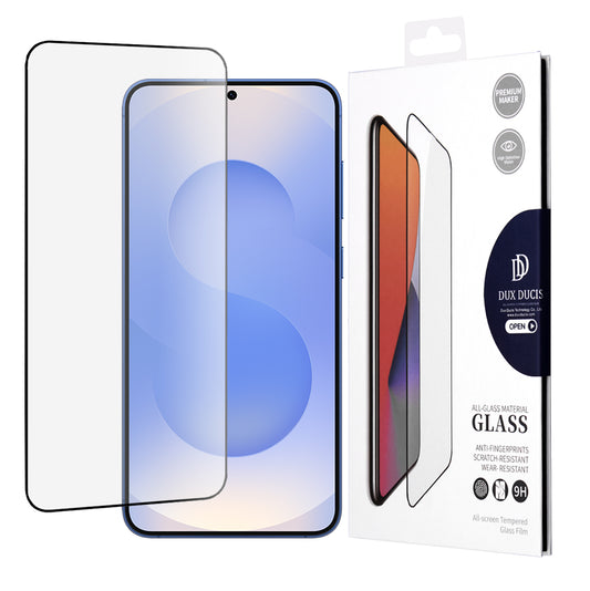 DUX DUCIS képernyővédő fólia Samsung Galaxy S25 S931-hez, edzett üveg, élragasztó, fekete