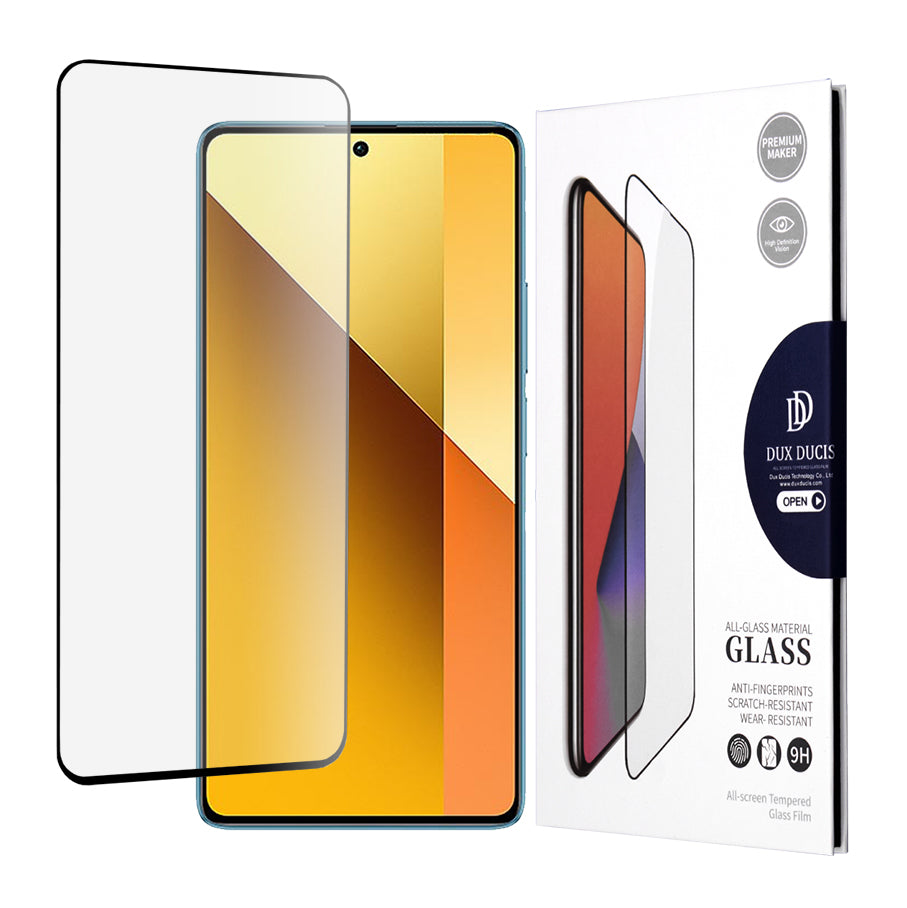 DUX DUCIS képernyővédő fólia Xiaomi Redmi Note 13 4G / Note 13 Pro 4G / Note 13 5G készülékekhez, Edzett üveg, Teljes ragasztás, Fekete