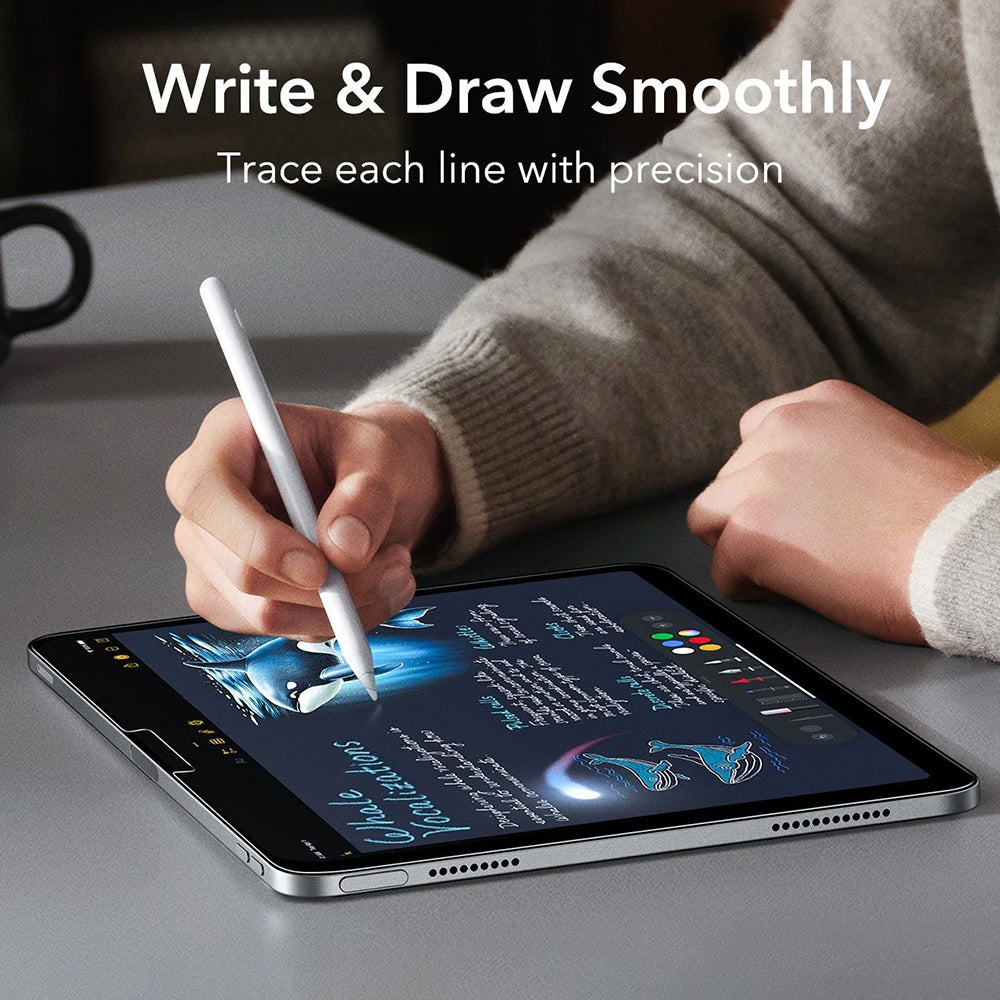 ESR Armorite Paper Feel UltraFit képernyővédő fólia Apple iPad Air 11 (2026) / Air 11 (2025) készülékekhez, Edzett üveg, Teljes ragasztás, 2 darabos készlet