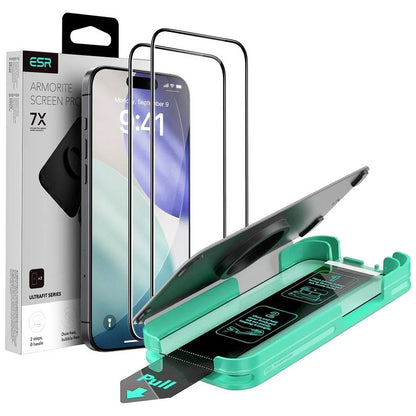 ESR Armorite UltraFit képernyővédő fólia Apple iPhone 17 Air készülékhez, Edzett üveg, Teljes ragasztás, 2 darabos készlet, Fekete