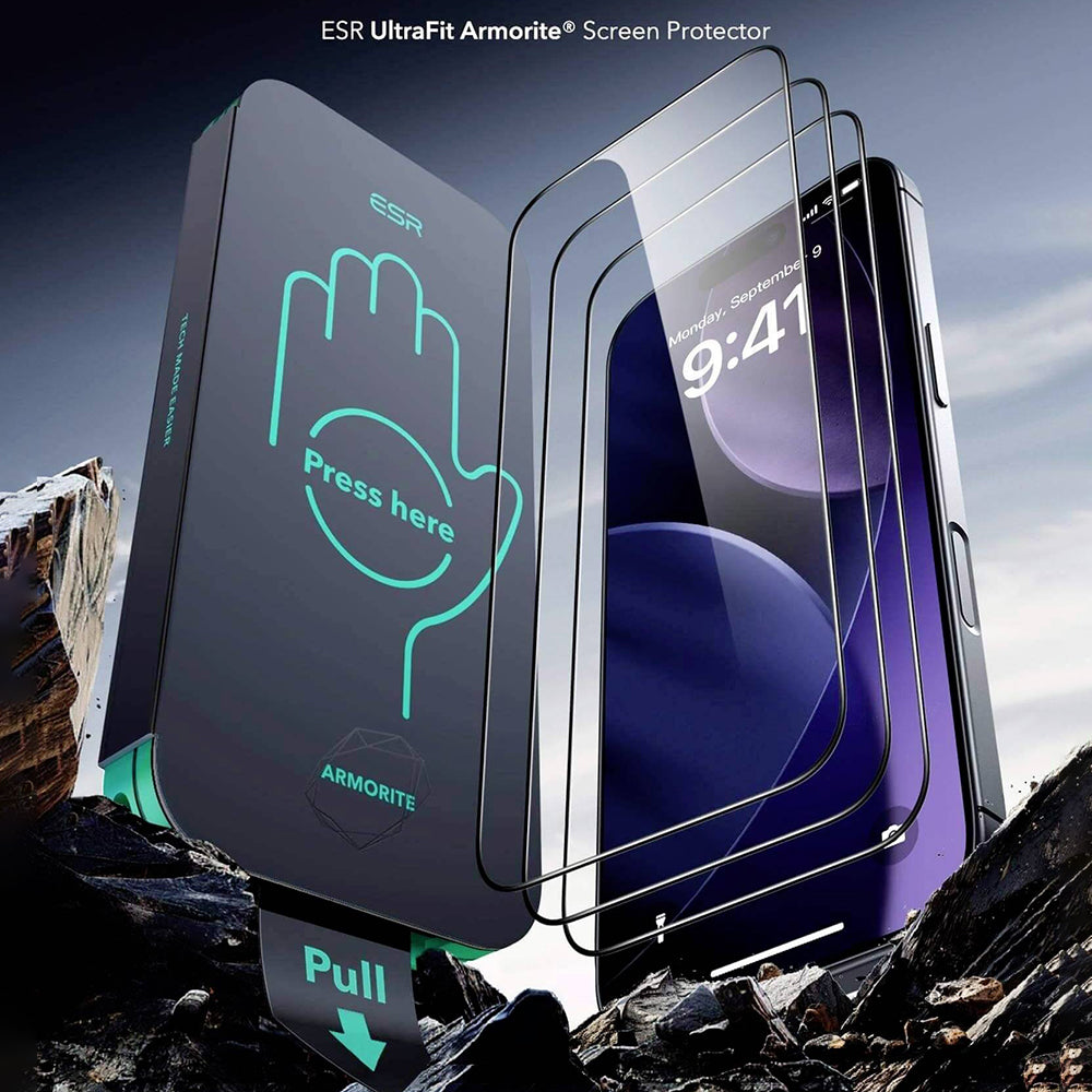 ESR Armorite UltraFit képernyővédő fólia Apple iPhone 17 Air készülékhez, Edzett üveg, Teljes ragasztás, 2 darabos készlet, Fekete