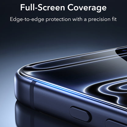 ESR Armorite UltraFit képernyővédő fólia Apple iPhone 18 Pro / 17 Pro készülékhez, edzett üveg, teljes ragasztó, 2 darabos készlet, fekete