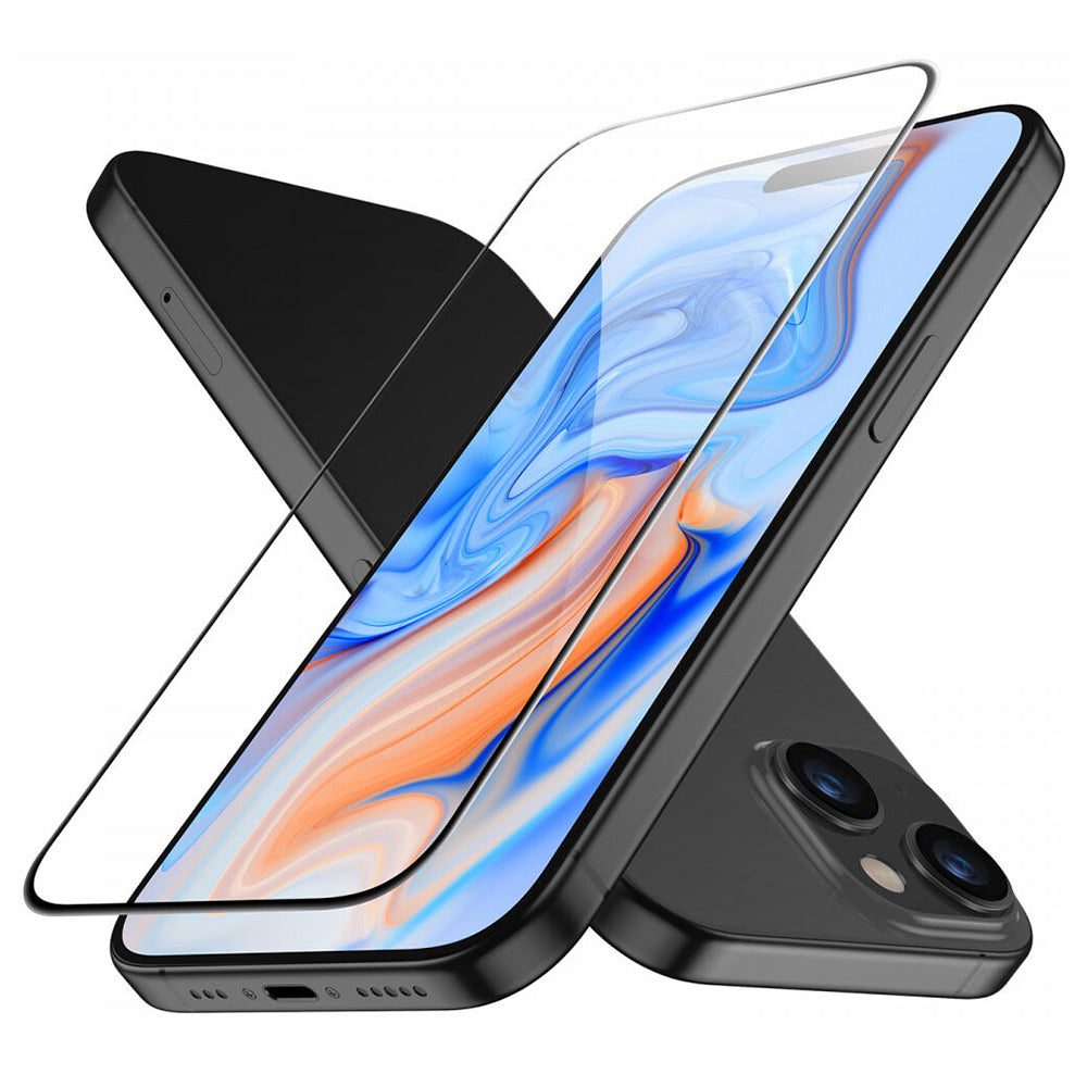 ESR képernyővédő fólia Apple iPhone 15-höz, Edzett üveg, Teljes ragasztás, Fekete