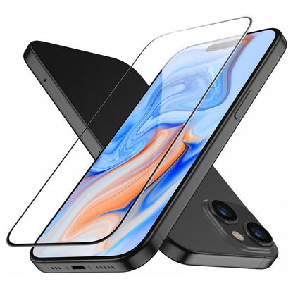 ESR képernyővédő fólia Apple iPhone 15-höz, Edzett üveg, Teljes ragasztás, Fekete