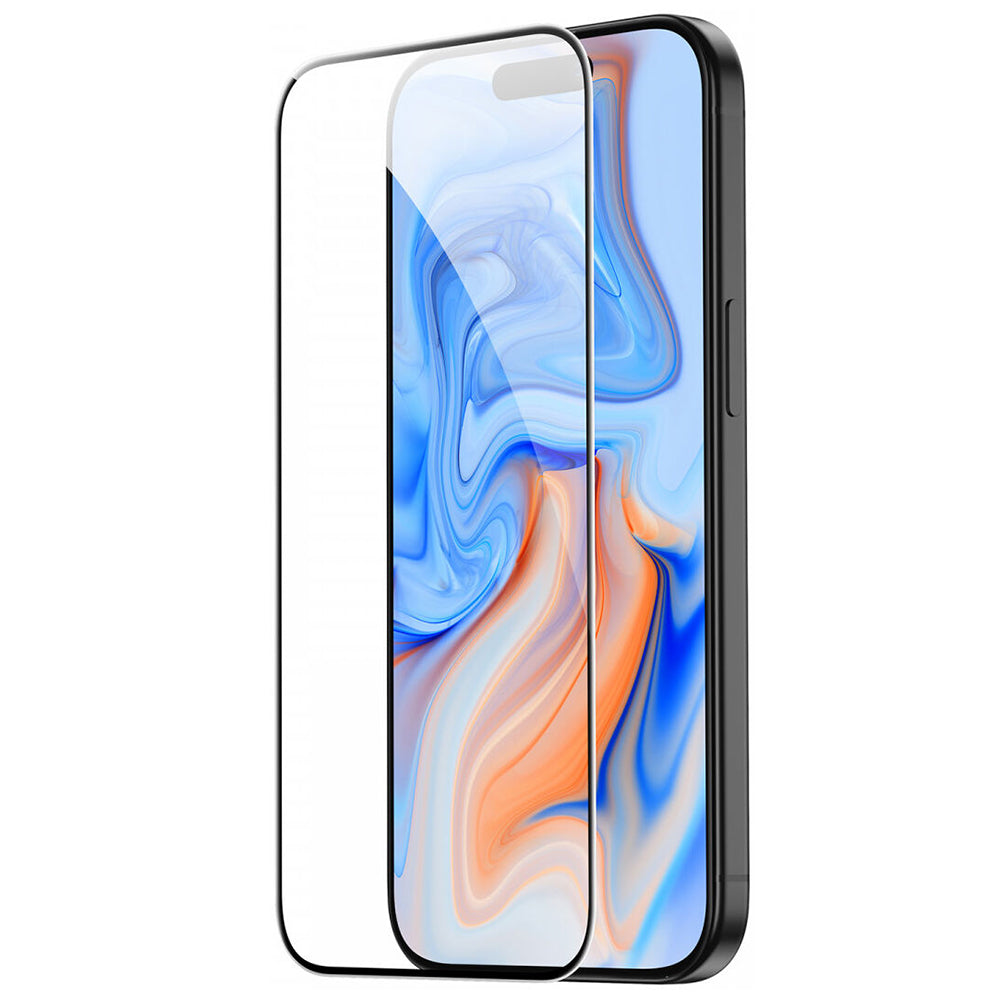 ESR képernyővédő fólia Apple iPhone 15-höz, Edzett üveg, Teljes ragasztás, Fekete