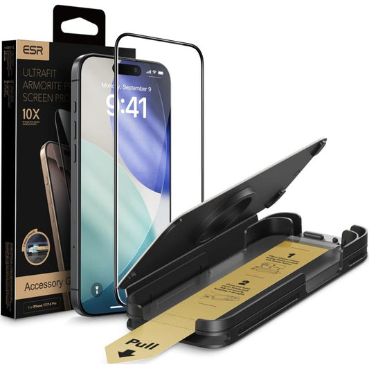 ESR UltraFit Armorite Pro képernyővédő fólia Apple iPhone 17 Pro Max készülékhez, Edzett üveg, Teljes ragasztás, Fekete
