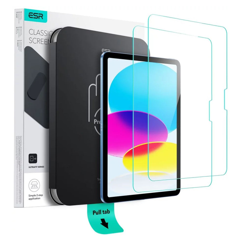 ESR UltraFit képernyővédő fólia Apple iPad (2025) / (2022) készülékhez, Edzett üveg, Teljes ragasztás, 2 darabos készlet