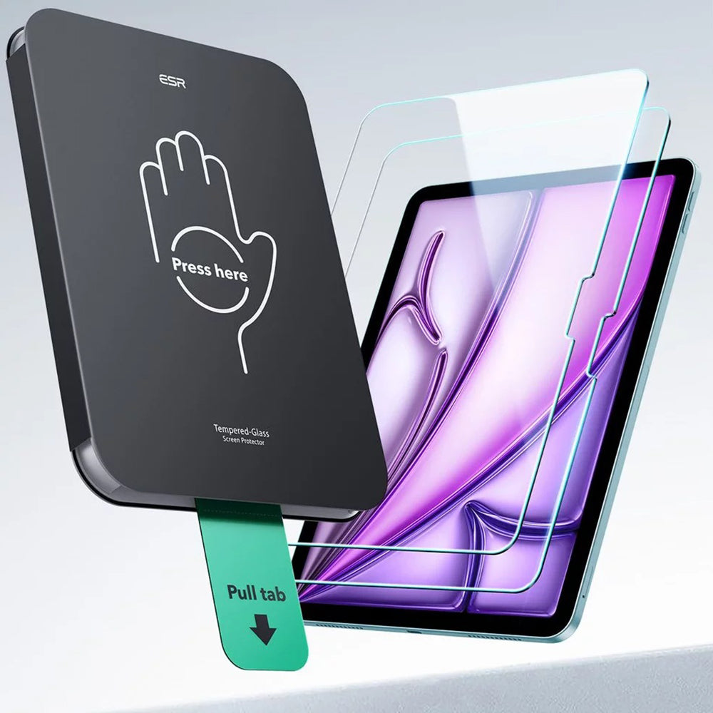 ESR UltraFit képernyővédő fólia Apple iPad Air 13 (2026) / Pro 13 (2025) készülékhez, edzett üveg, teljes ragasztó, 2 darabos készlet