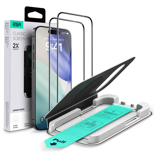 ESR UltraFit képernyővédő fólia Apple iPhone 17 Air készülékhez, Edzett üveg, Teljes ragasztás, 2 darabos készlet, Fekete