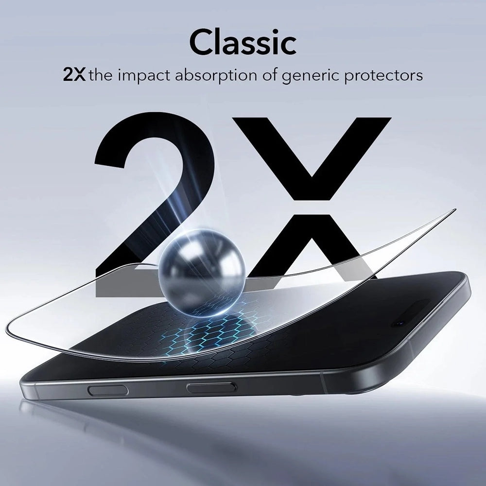 ESR UltraFit képernyővédő fólia Apple iPhone 17 Air készülékhez, Edzett üveg, Teljes ragasztás, 3 darabos készlet