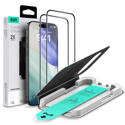 ESR UltraFit Screen Protector for Apple iPhone 17 Pro Max, Tempered Glass, Full Glue, Set of 2 pieces, Black