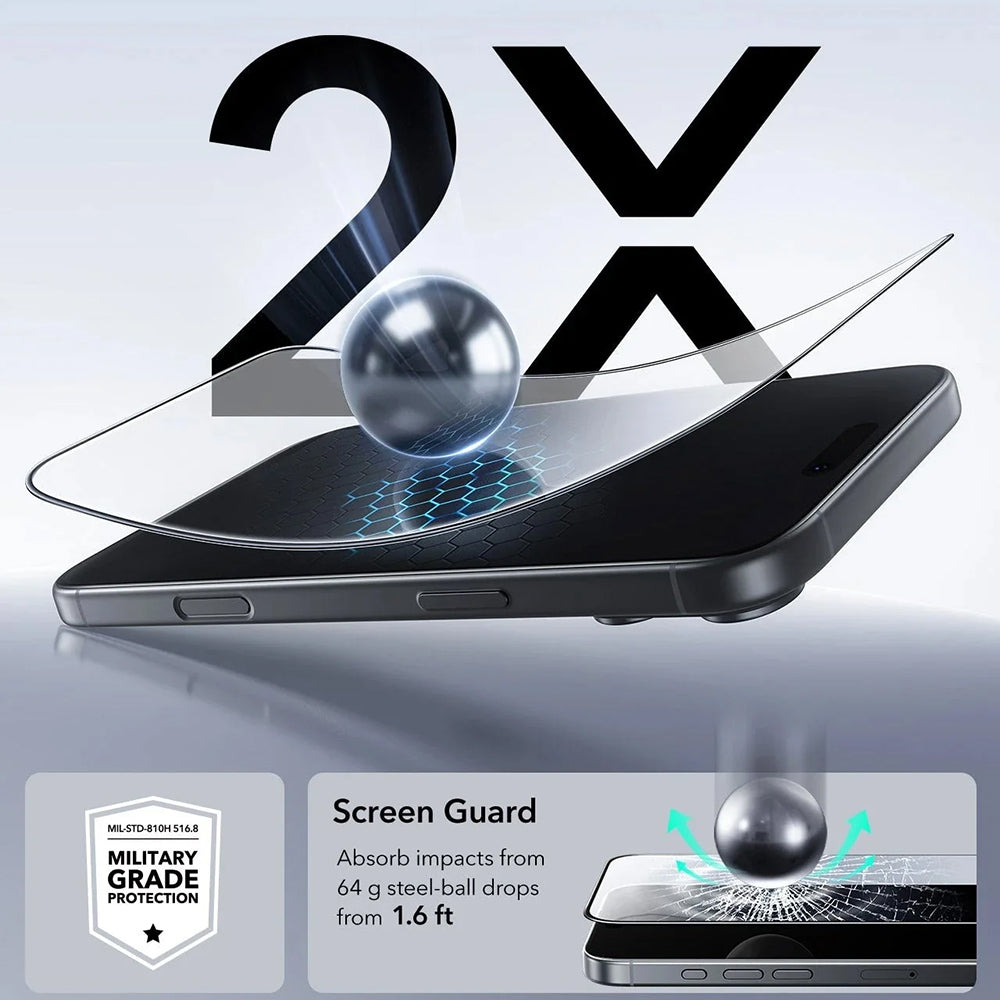 Védőfólia ESR UltraFit Apple iPhone 17 Pro Max készülékhez, Edzett üveg, Teljes ragasztás, 3 darabos készlet