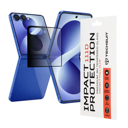 Techsuit Külső Képernyővédő Fólia Samsung Galaxy Z Flip8 F776-hoz, Edzett Üveg, Teljes Ragasztó, 111D