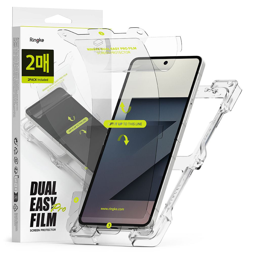 Belső képernyővédő fólia Ringke Dual Easy Pro Samsung Galaxy Z Flip7 F766-hoz, Műanyag, 2 darabos készlet