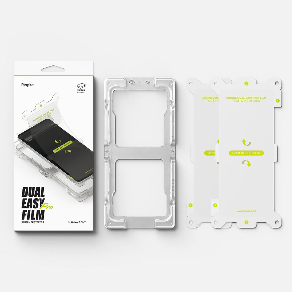 Belső képernyővédő fólia Ringke Dual Easy Pro Samsung Galaxy Z Flip7 F766-hoz, Műanyag, 2 darabos készlet