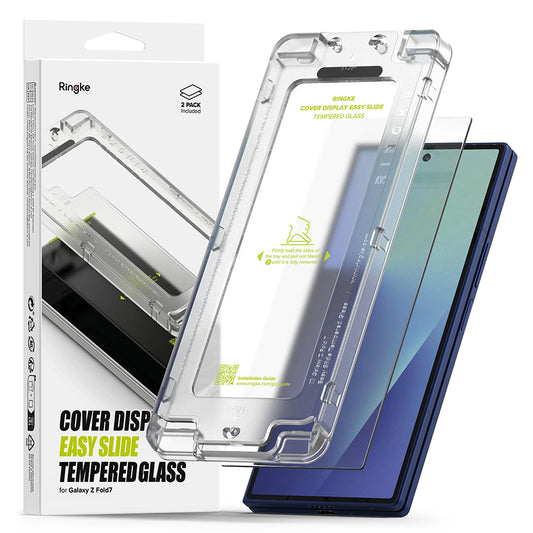 Ringke Easy Slide külső képernyővédő fólia Samsung Galaxy Z Fold7 F966-hoz, Edzett üveg, Teljes ragasztás, 2 darabos készlet