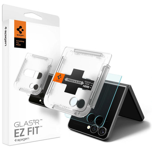Spigen GlastR EZ FIT külső képernyővédő fólia Samsung Galaxy Z Flip7 F766-hoz, Edzett üveg, Teljes ragasztás