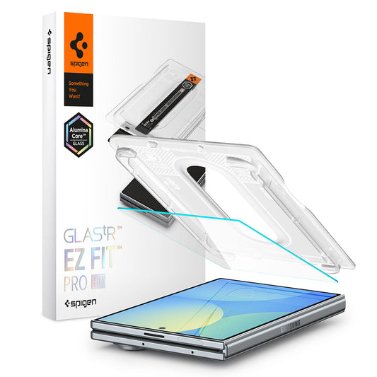 Spigen GlastR EZ FIT Pro HD Külső Képernyővédő fólia Samsung Galaxy Z Fold8 F971-hez, Edzett Üveg, Teljes Ragasztó AGL11942