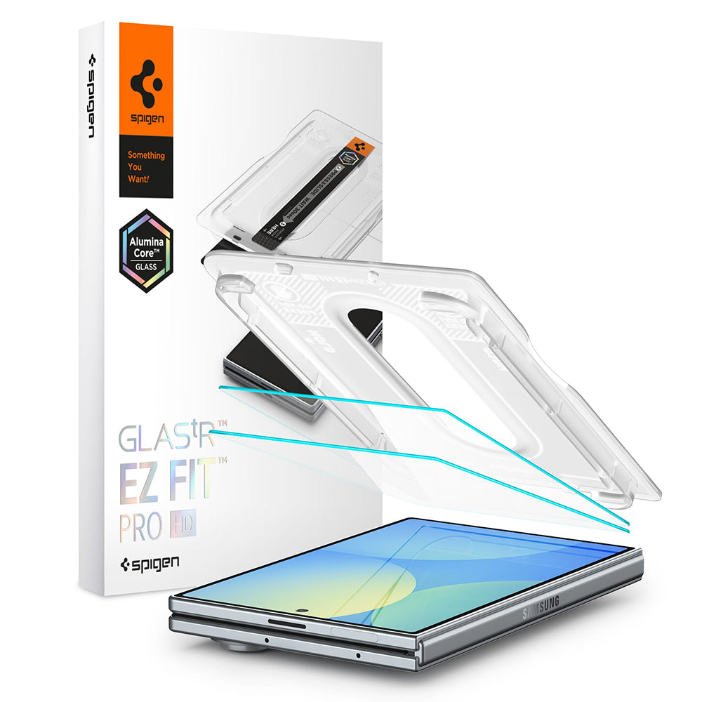 Spigen GlastR EZ FIT Pro HD Külső Képernyővédő fólia Samsung Galaxy Z Fold8 F971-hez, Edzett Üveg, Teljes Ragasztó, 2 darabos készlet AGL11943