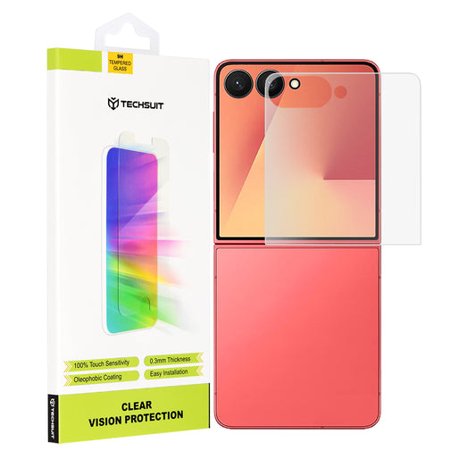 Techsuit Clear Vision Külső Képernyővédő fólia Samsung Galaxy Z Flip7 F766-hoz, Edzett Üveg, Teljes Ragasztóval