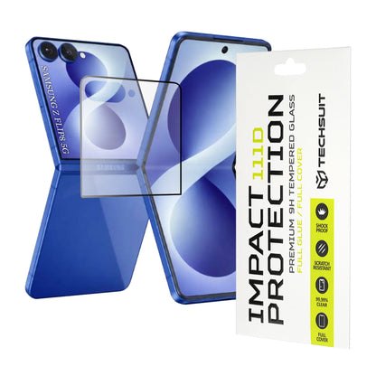 Techsuit Külső Képernyővédő fólia Samsung Galaxy Z Flip8 F776-hoz, Edzett Üveg, Teljes Ragasztó, 111D, Fekete