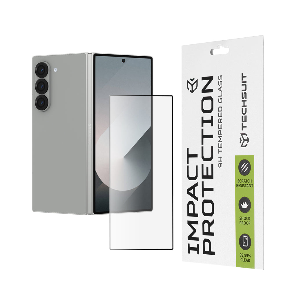 Techsuit Külső Képernyővédő fólia Samsung Galaxy Z Fold6 F956-hez, Edzett Üveg, Teljes Ragasztó, 111D, Fekete