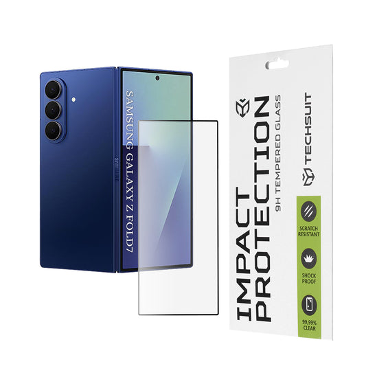 Techsuit Külső Képernyővédő fólia Samsung Galaxy Z Fold7 F966-hoz, Edzett Üveg, Teljes Ragasztó, 111D, Fekete