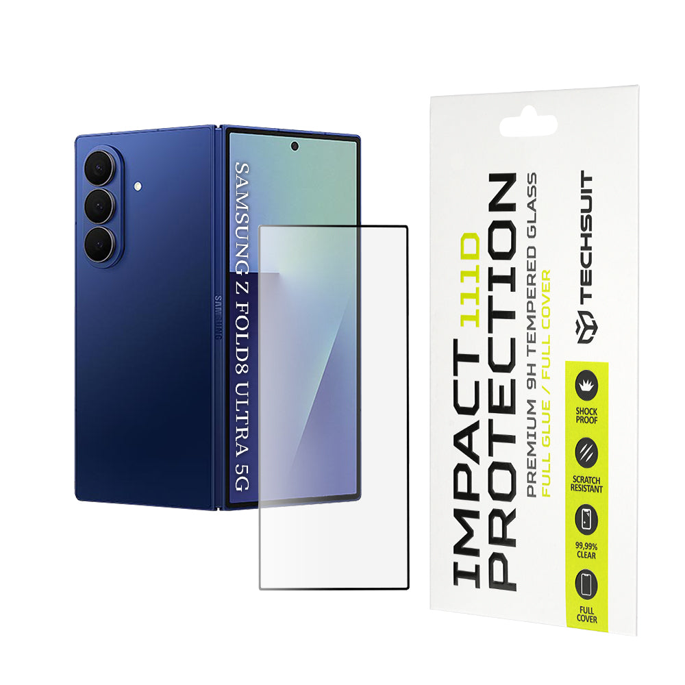 Techsuit Külső Képernyővédő fólia Samsung Galaxy Z Fold8 Ultra F971-hez, Edzett Üveg, Teljes Ragasztó, 111D, Fekete