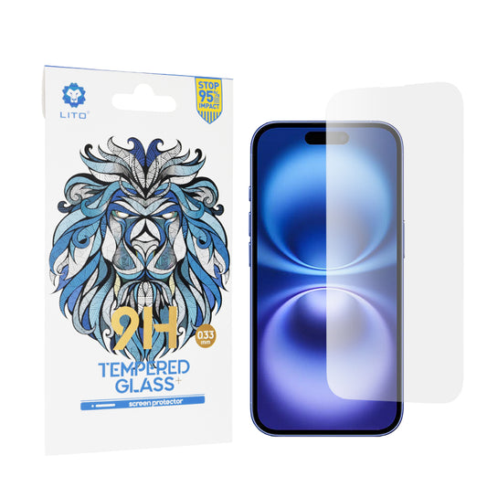 Lito Classic képernyővédő fólia Apple iPhone 16-hoz, edzett üveg, teljes ragasztó, 2.5D