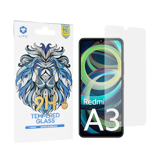 Lito Classic képernyővédő fólia Xiaomi Redmi A3x / A3 készülékhez, Edzett üveg, Teljes ragasztás, 2.5D