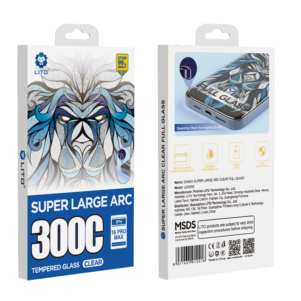 Lito D+ Max 300C képernyővédő fólia Apple iPhone 14 Pro-hoz, edzett üveg, teljes ragasztóval