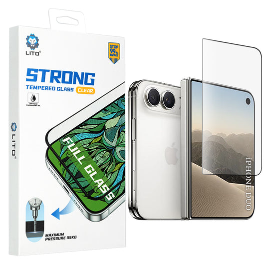 Lito D+ Max Strong Külső Képernyővédő fólia Apple iPhone Duo-hoz, Edzett Üveg, Teljes Ragasztó, Fekete