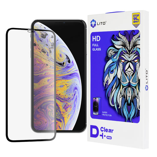 Lito D+ Pro képernyővédő fólia Apple iPhone 11 Pro Max / XS Max készülékhez, edzett üveg, teljes ragasztó, fekete